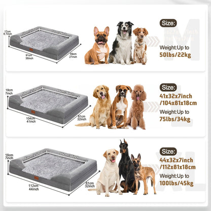 Orthopedic Dog Bed Egg Foam Ultra Soft Washable Cover for Large Medium Small Dogs Aging Pets Rectangle Semicircle Anti-Slip Joint Relief Pet Bed