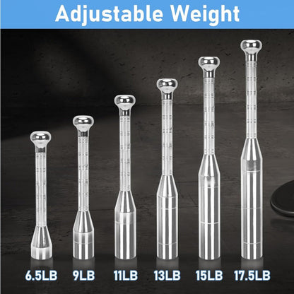 Adjustable Steel Club Bell Macebell Indian Club 6.5-17.5LB Strength Training Grip Power Workout for Men & Women
