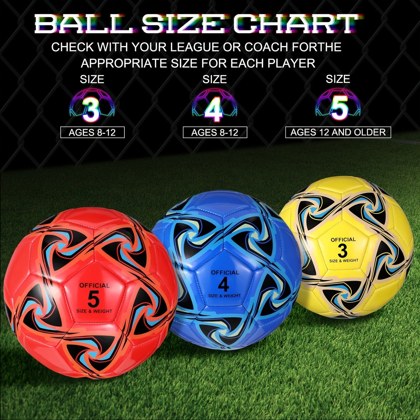 Soccer Balls Bulk 6 Pack Size 5 with Pump Official Size Indoor Outdoor Training Match Practice Game Balls for Kids Adults School Team Charity Donation Sport Gift