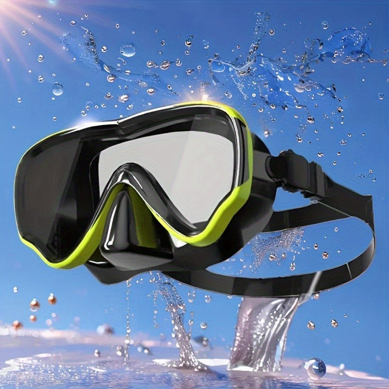 Panoramic HD Diving Mask Anti-Fog Tempered Glass Snorkel Mask with Nose Cover for Adults Youth Scuba Diving Snorkeling Swimming Pink Blue Black