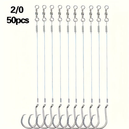 Circle Hooks 50pcs – Octopus Offset Steel Fishing Hooks for Catfish, Bass, Saltwater & Freshwater, Size 1/0 to 7/0