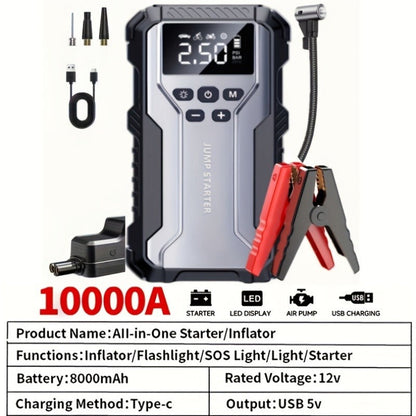 Car Jump Starter Portable Emergency Power Bank with LED Flashlight SOS Air Pump for Small Vehicles Roadside Emergency Kit