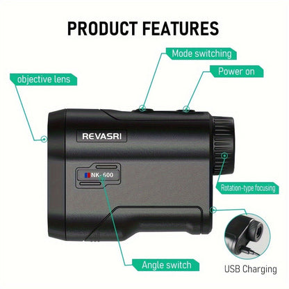 Multi-Function Golf Rangefinder 650 Yards | Golf Mode, Slope Compensation, Speed, Height & Horizontal Distance Measurement – USB Rechargeable Laser Rangefinder for Golfers & Multipurpose Outdoor Use