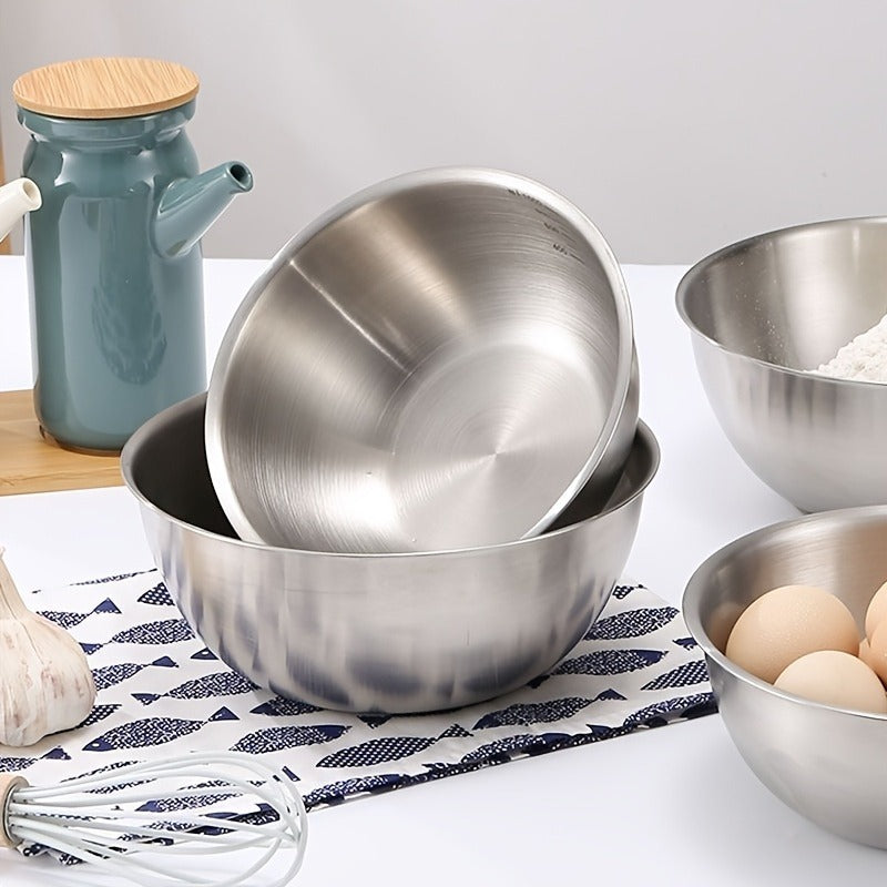 Stainless Steel Mixing Bowls Set of 3 – Nesting Kitchen Bowls for Cooking, Baking, Salad Prep & Food Storage | Dishwasher Safe, Durable Metal Bowls
