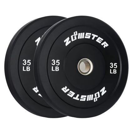 Rubber Bumper Weight Plates Olympic 2-Inch Steel Insert for Strength Training, Weightlifting & Home Gym – 35LB/55LB Pair