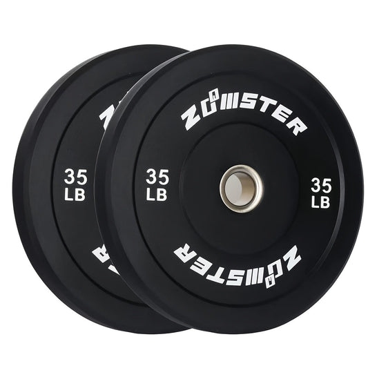 Rubber Bumper Weight Plates Olympic 2-Inch Steel Insert for Strength Training, Weightlifting & Home Gym – 35LB/55LB Pair