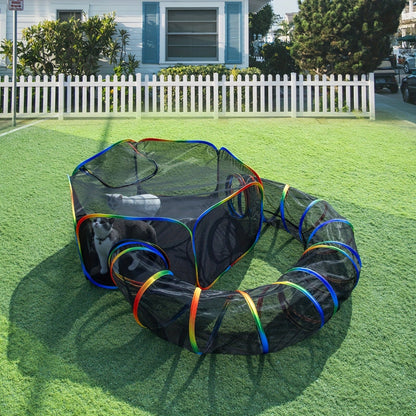 Outdoor Cat Enclosure with Play Tunnel - Portable Catio Tent & Cat Playpen for Indoor Cats, Cage-Free Outside Cat Run with Enclosed Tunnel, Safe Outdoor Exercise Space for Cats & Small Animals