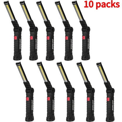 COB LED Work Light, 1000 Lumen Rechargeable Portable Hanging Camp Lamp with Built-In Battery, 200M Range for Camping, Yard, Party & Vehicle Maintenance – 2/4/6/8/10 Pack