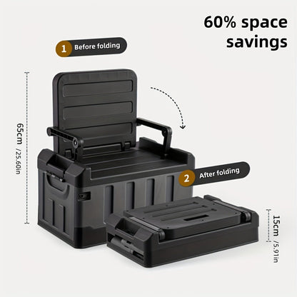 Portable Camping Stool with Backrest & Storage Compartments – Foldable Outdoor Fishing Seat, Lightweight Ergonomic Design for Hiking, Travel, Car Trips & Outdoor Adventures, Optional Waterproof Bag Included