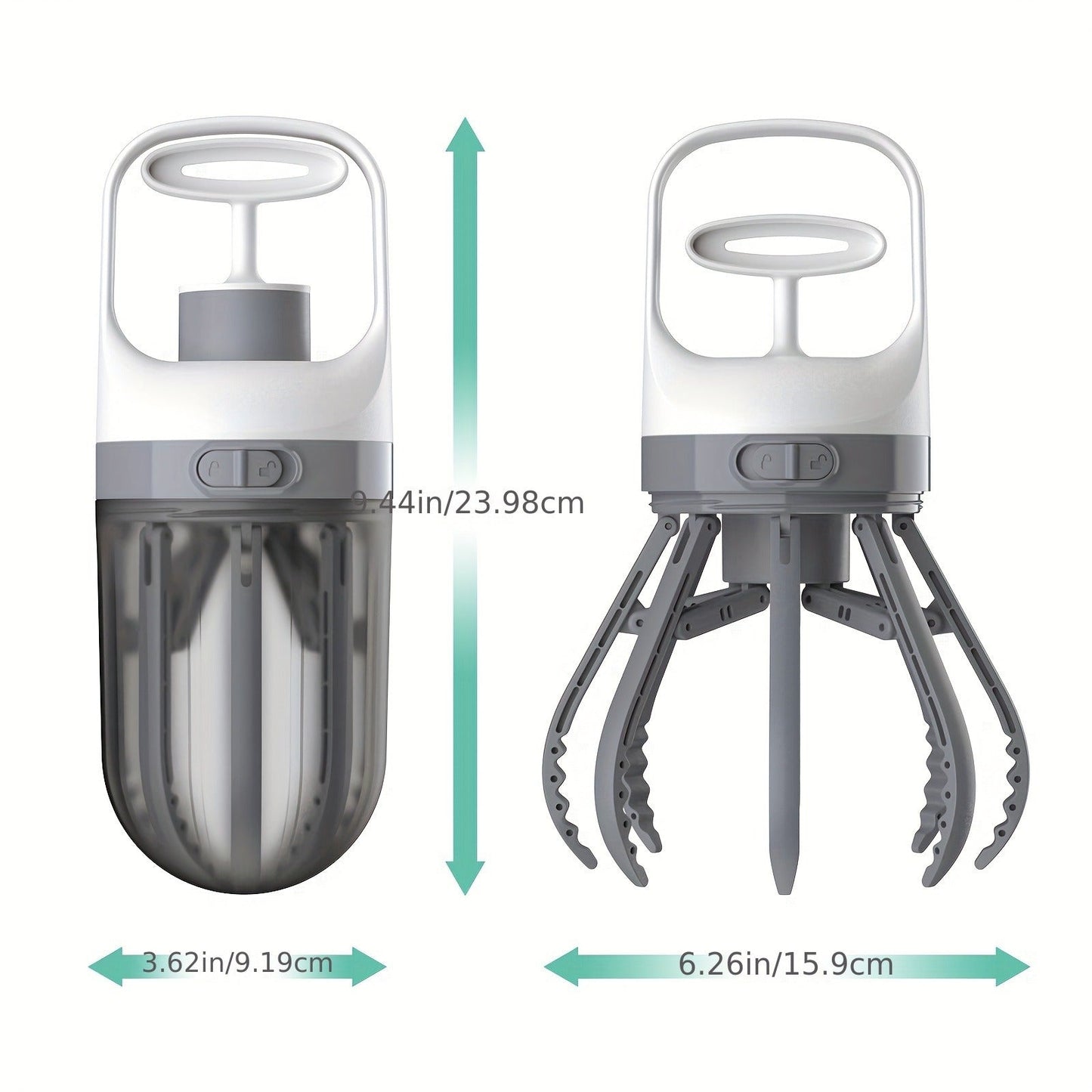Dog Pooper Scooper No-Touch 2-in-1 with 75 Waste Bags & Wide Claw Attachment – Portable Hands-Free Hygienic Waste Pick-Up System for Small Medium Large Dogs, Parks & Lawn Use