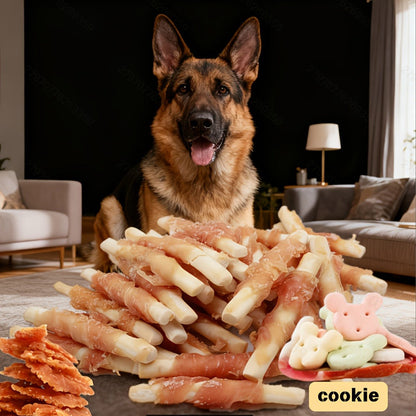 Calcium Stick Dog Treats – Chicken Wrapped Milk Calcium Sticks, High Protein Easily Digestible Training Rewards for Small Medium Large Dogs, Healthy Dental Chews with Real Chicken & Milk, 200g & 400g