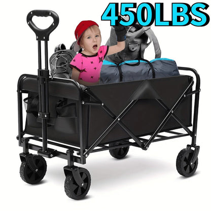 Heavy-Duty Folding Utility Cart 450LBS Iron Frame 800D Oxford No Assembly