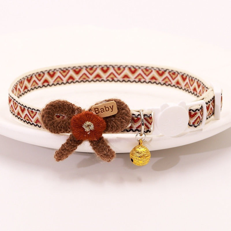Cat Collar Set 6 Pack Decorative with Bow Lace Bells & Hanging Beads, Safety Breakaway Buckle Anti-Choke Cat Necklace Collar, Stylish Pet Collar Gift Set for Cats & Small Dogs