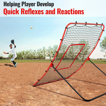 Baseball Pitchback Net Rebounder Angle Adjustable Pitch Trainer for Grounder and Fly Ball Practice Baseball Softball Pitching Throwing Fielding Rebound Net for Players Aged 13 and Up Solo Training Aid