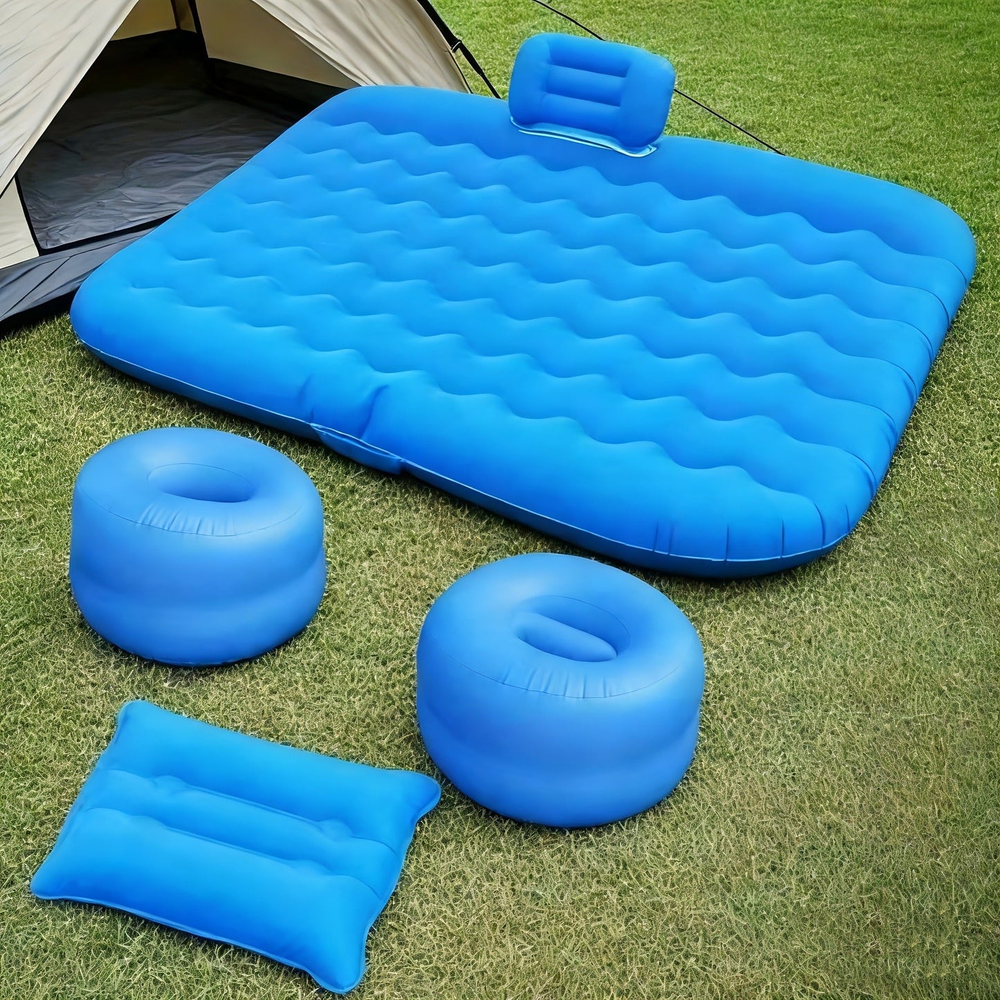 Car Inflatable Mattress Air Bed for Truck SUV MPV Back Seat with 2 Pillows Portable Camping Air Mattress for Road Trips Hiking Backpacking Outdoor Travel Black Dark Blue