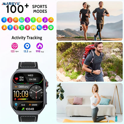 AMOLED Smartwatch 2.04" Display, Bluetooth 5.3 Calling, NFC, 530mAh Battery, Multi-Sport Modes, Voice Assistant, SOS, Menstrual & Weather Forecast, Magnetic Charging, Compatible with iOS & Android, Unisex Gift for Men & Women