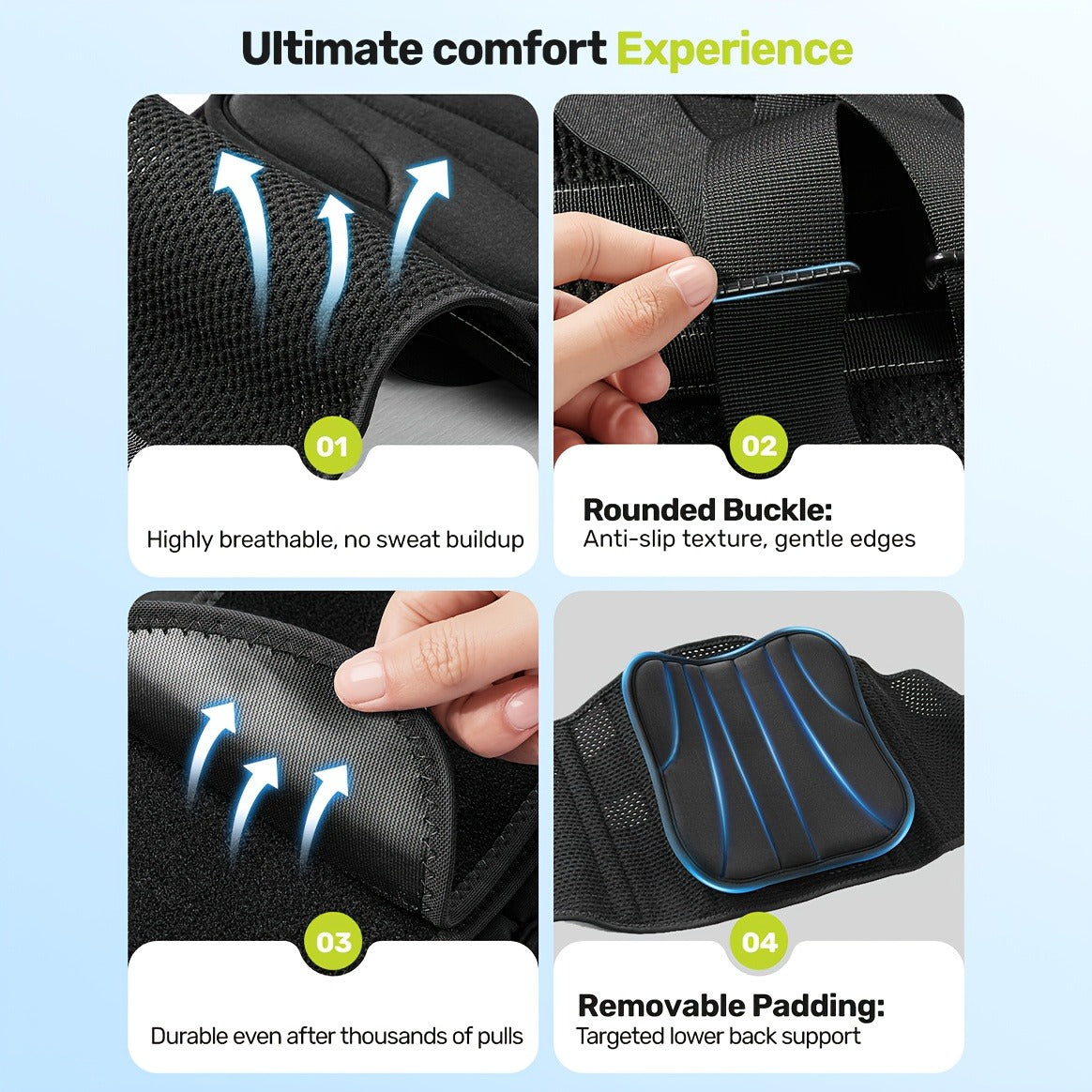 Lumbar Support Belt for Men & Women – Breathable Mesh Back Brace with 7 Stays & Integrated Lumbar Pad, Adjustable Lower Back Support for Work, Lifting, Home Use, Sizes S/M/L/XL/XXL