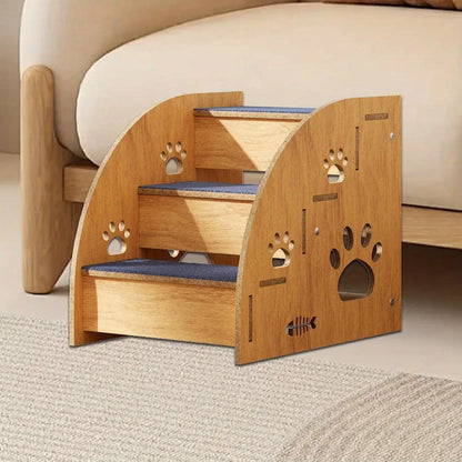 Solid Wood Pet Stairs for Bed & Sofa – 3 & 4 Step Dog Steps with Non-Slip Surface & Safety Rails for Small Medium Dogs & Senior Pets