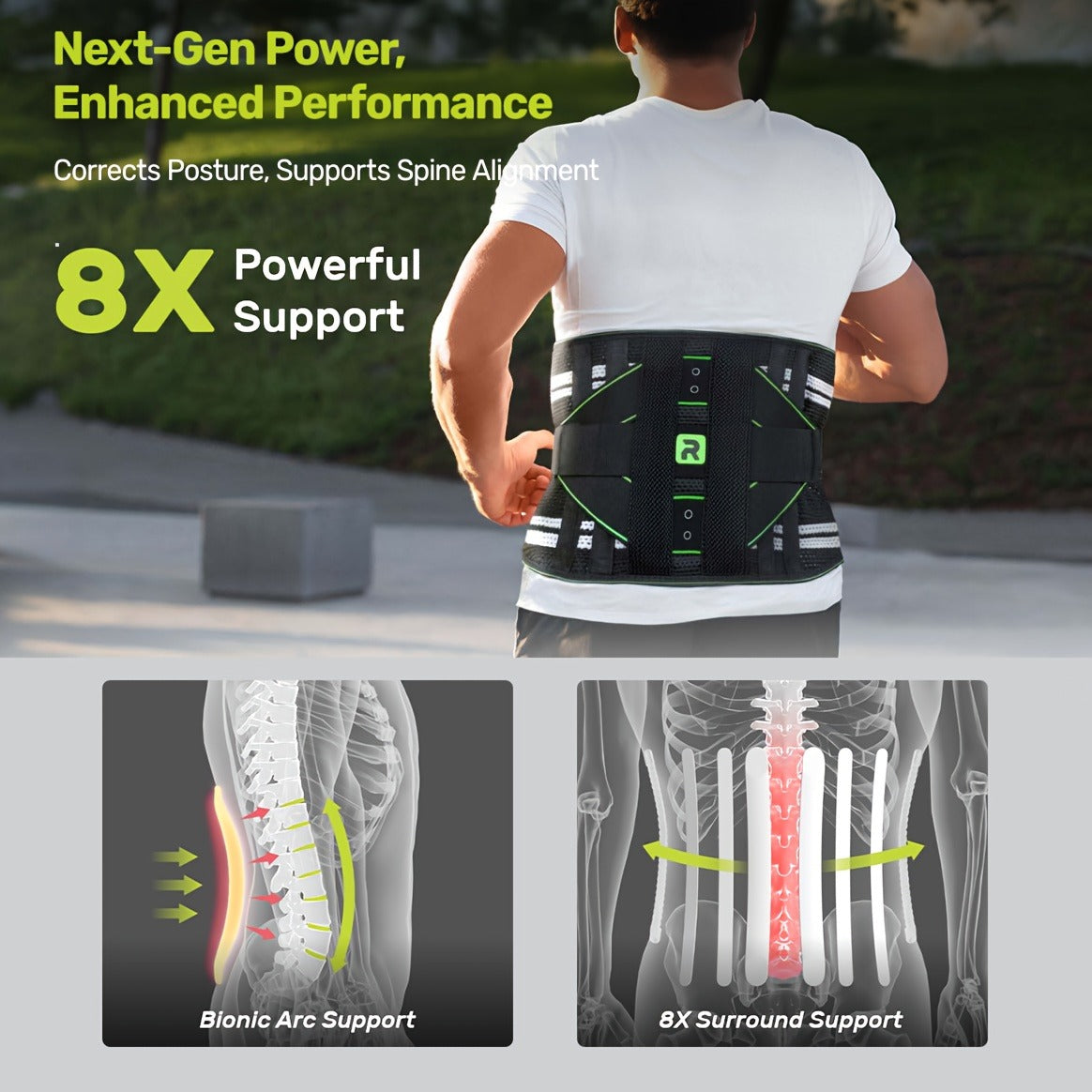 Lumbar Support Back Brace with Massage Pad for Men Women Breathable Lower Back Support Belt Adjustable Strap Pain Relief Posture Corrector for Work Driving Lifting Gym S M L XL XXL Orange Blue