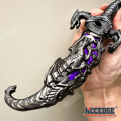 Medieval Fantasy Fixed Blade Knife with Scabbard – 9" Dragon Cosplay Collectible Dagger, 440 Stainless Steel, Historical Replica for Display & Medieval Fair Props