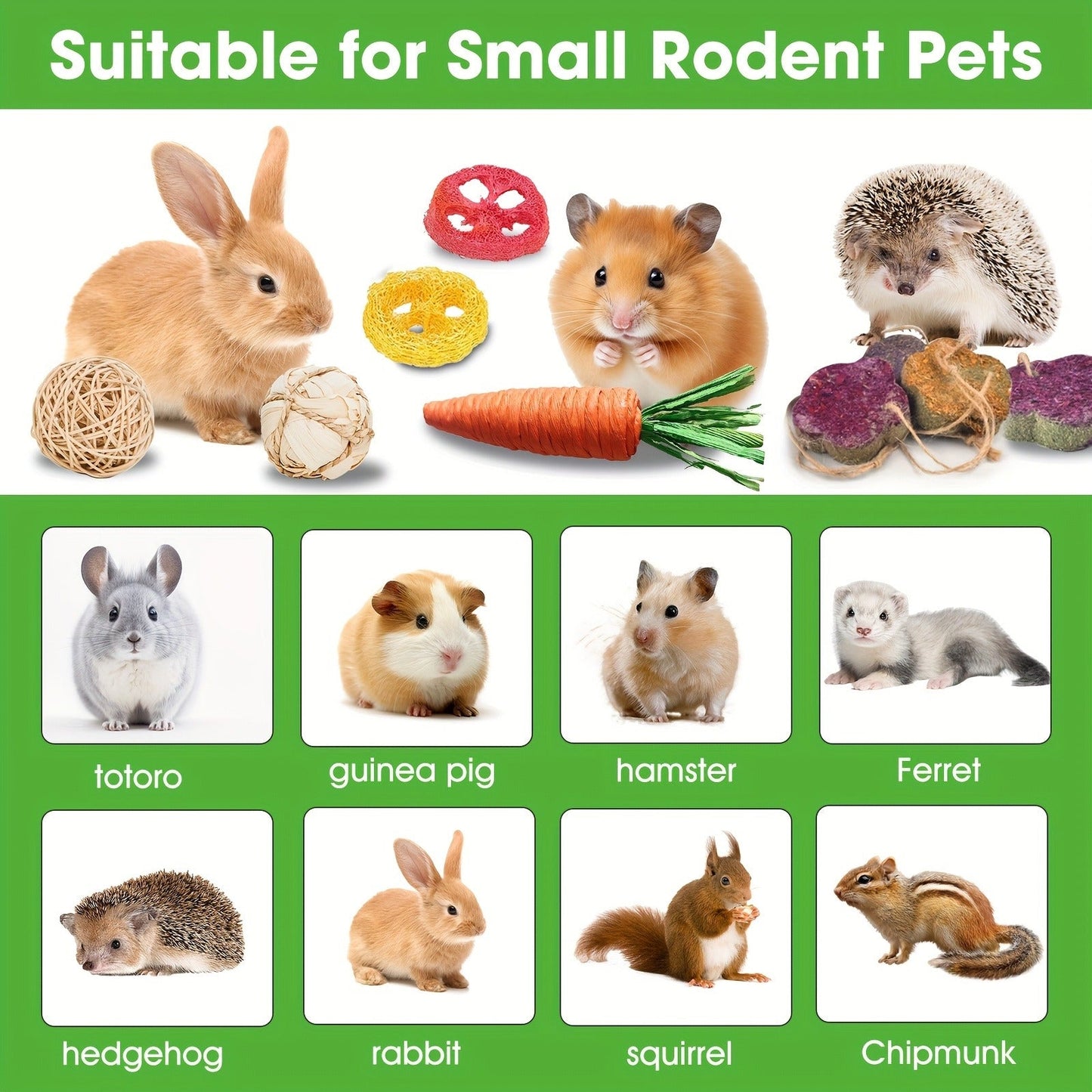 Small Animal Dental Treats 21pcs – Natural Timothy Hay Variety Set with Hay Sticks, Timothy Cakes & Carrot Strawberry Treats for Rabbits, Guinea Pigs & Hamsters – Teeth Care Forage Snacks