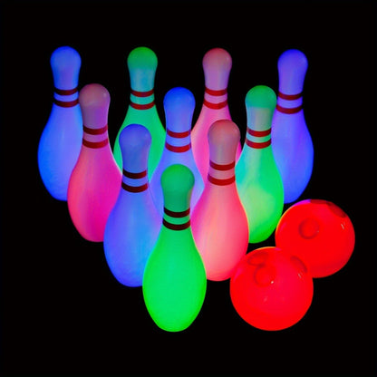 Glow in the Dark Bowling Set for Kids – 10 Pins & 2 Balls Indoor Outdoor Game Boys Girls Birthday Gift