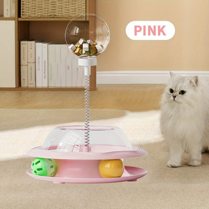 Cat Puzzle Toy Spinning Wheel with Food Spill Feeder - Interactive Rotating Excavating Toy for Indoor Cats & Kittens, No Battery Mental Stimulation & Hunting Instinct Exercise Toy