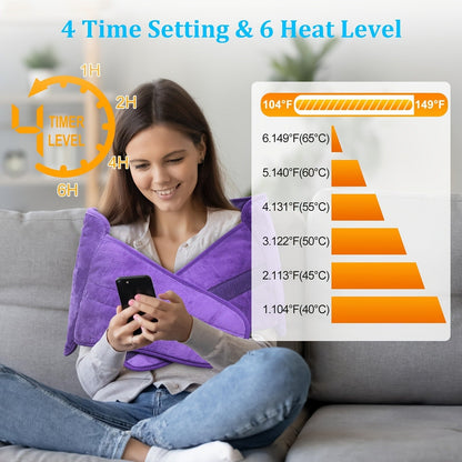 Electric Heating Belt for Back Pain Relief – 12x24 Inch Heated Waist Wrap with 6 Heating Levels, 4 Timer Settings & 6-Hour Auto Shutoff, Adjustable Fit for Men and Women