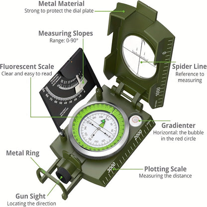 Sighting Compass with Inclinometer & Carrying Bag – Survival Navigation Tool for Camping, Hiking, Hunting & Geology
