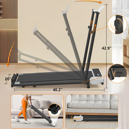 Incline Foldable Treadmill Walking Pad – 300lb Capacity, Portable with Handles, Under Desk Compact Design for Home & Office Use – 3 Model Options