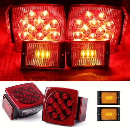 LED Trailer Light Kit 12V Submersible – Utility Trailer Lights for Boat, RV & Truck Under 80", Complete Wiring Harness, License Plate Bracket, Corrosion-Resistant Tail & Turn Signal Lights