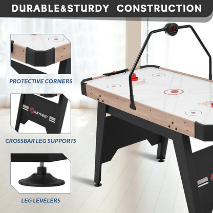 54 Inch Air Hockey Table with LED Scorer – Indoor Arcade Hockey Game Set with 2 Pucks & 2 Pushers, Portable Sports Gaming Table for Game Room, Family & Home Entertainment