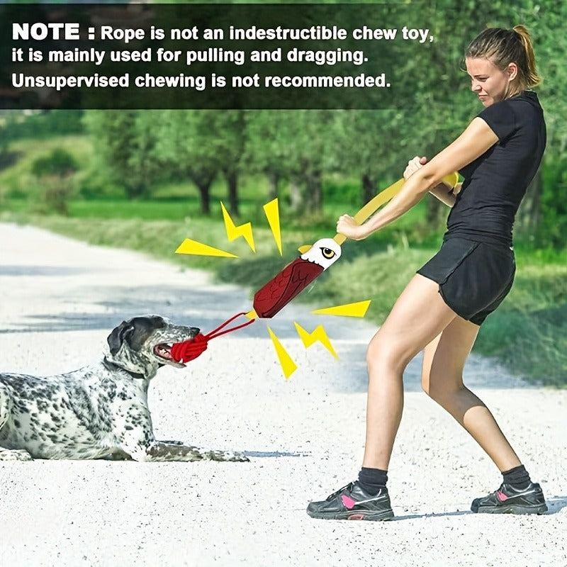 Dog Tug Rope Toy with Knotted Ball & Squeaker Interactive Tug-of-War Chew Toy for Medium Large Dogs - Training Rope Ball Toy in Corn Eagle Shark Camouflage Designs