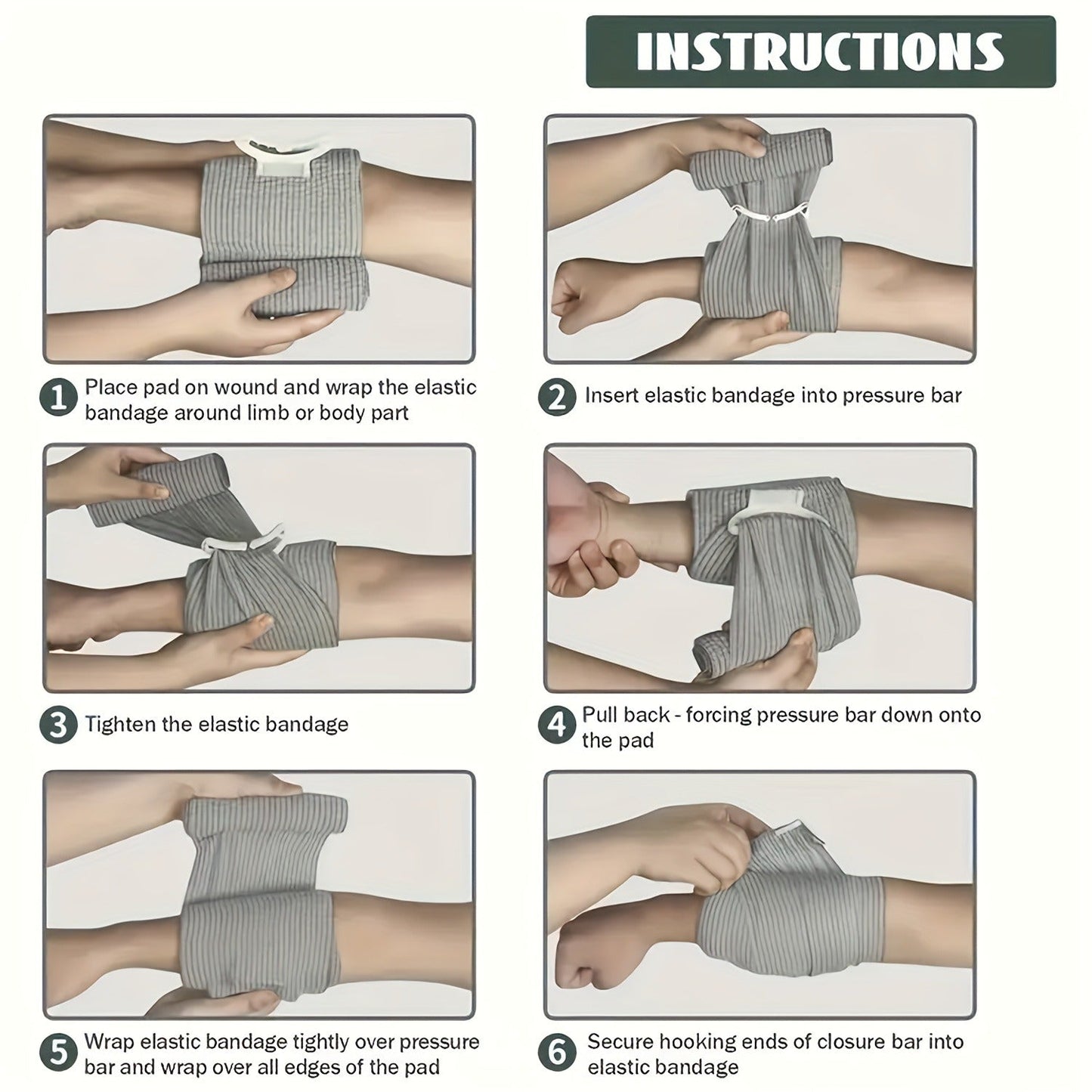 Hemostatic Bandages 6-Pack – 4-Inch Vacuum-Sealed Emergency Pressure Bandages for Wound Care, Bleeding Control, Outdoor First Aid, Hiking, Camping & Survival Preparedness