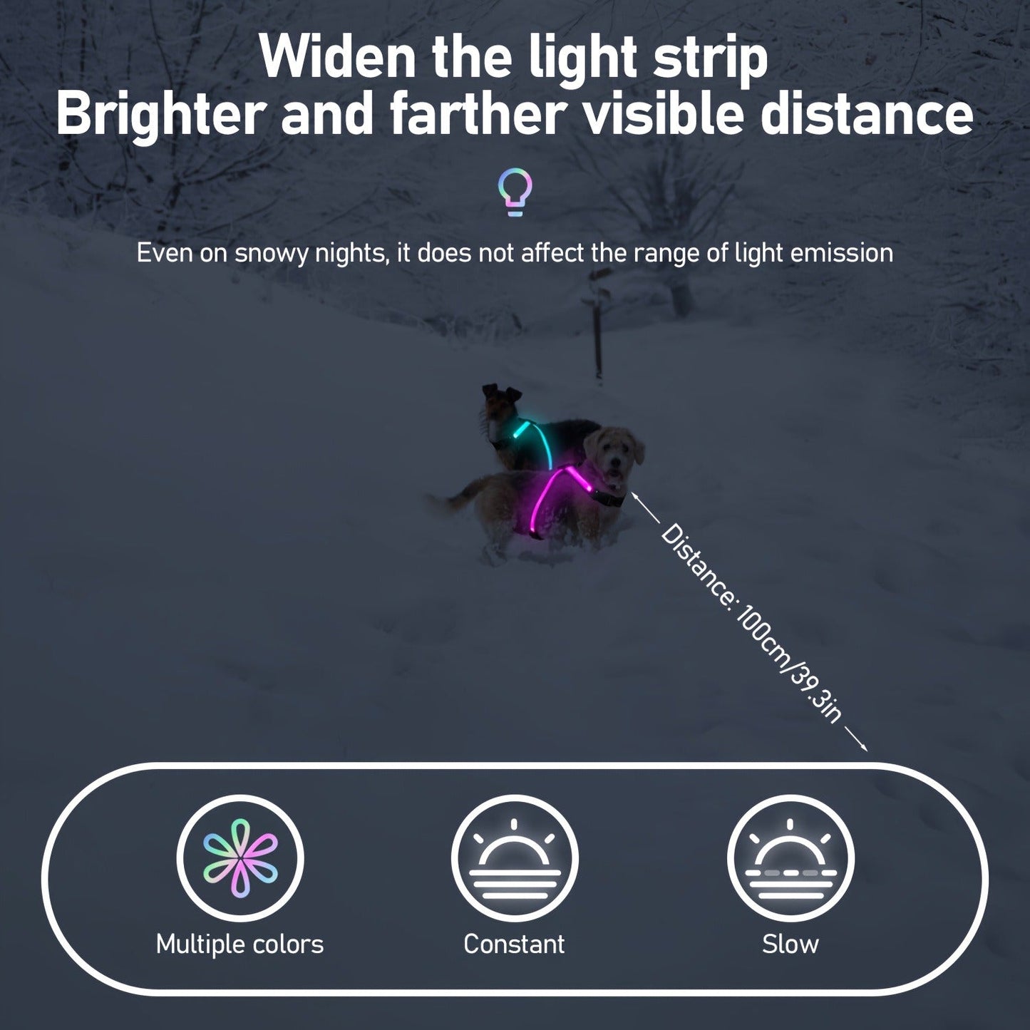 LED Dog Safety Vest USB Rechargeable 8 Color Flashing Light Night Visibility Harness for Medium Large Dogs Reflective Pet Walking Vest