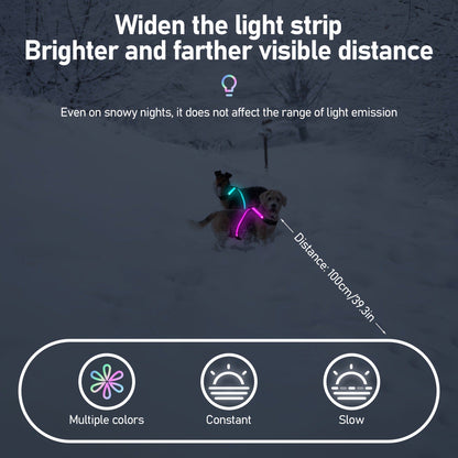 LED Dog Safety Vest USB Rechargeable 8 Color Flashing Light Night Visibility Harness for Medium Large Dogs Reflective Pet Walking Vest