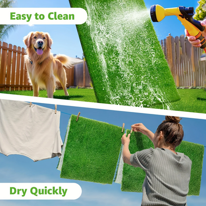Dog Potty Training Grass Mat - 2 Pack Washable Artificial Turf Pad with Odor Control & Drainage, Reusable Indoor Outdoor Pet Pee Mat for Puppies & Adult Dogs
