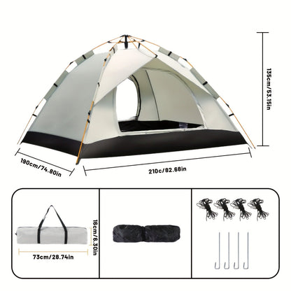 Waterproof Pop Up Camping Tent with Double Doors - Cloud Gray Automatic Instant Setup Shelter for Beach, Hiking, Camping, RV & Travel, Portable Foldable Sunshade Tent with Optional Mesh Windows, 2 Sizes Available