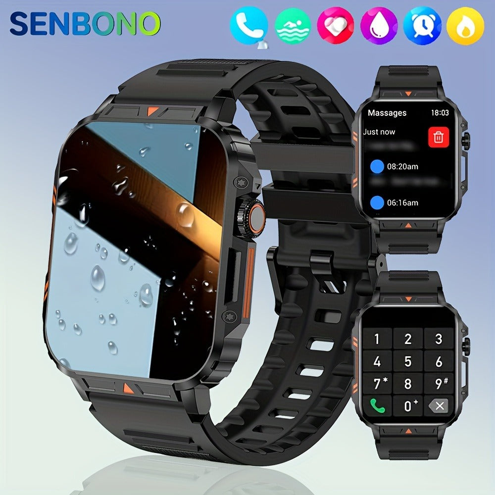 Smartwatch with Wireless Calling – 1.95" HD Display, 100+ Sport Modes, IP68 Waterproof, Step & Calorie Tracker | SENBONO Men & Women