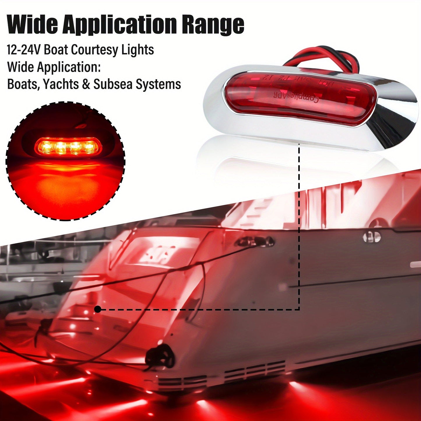 Marine LED Navigation Lights Set of 20 – Stern Circular Deck & Onboard Boat Lights for Yachts & Boats | Low Frequency, No Battery Required, Multi-Color Options