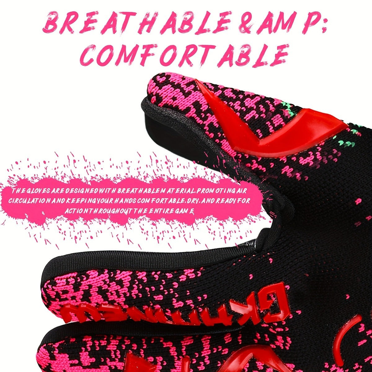 Soccer Goalkeeper Gloves Strong Grip Breathable Sizes 6-10 with Carry Bag