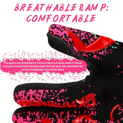 Soccer Goalkeeper Gloves Strong Grip Breathable Sizes 6-10 with Carry Bag