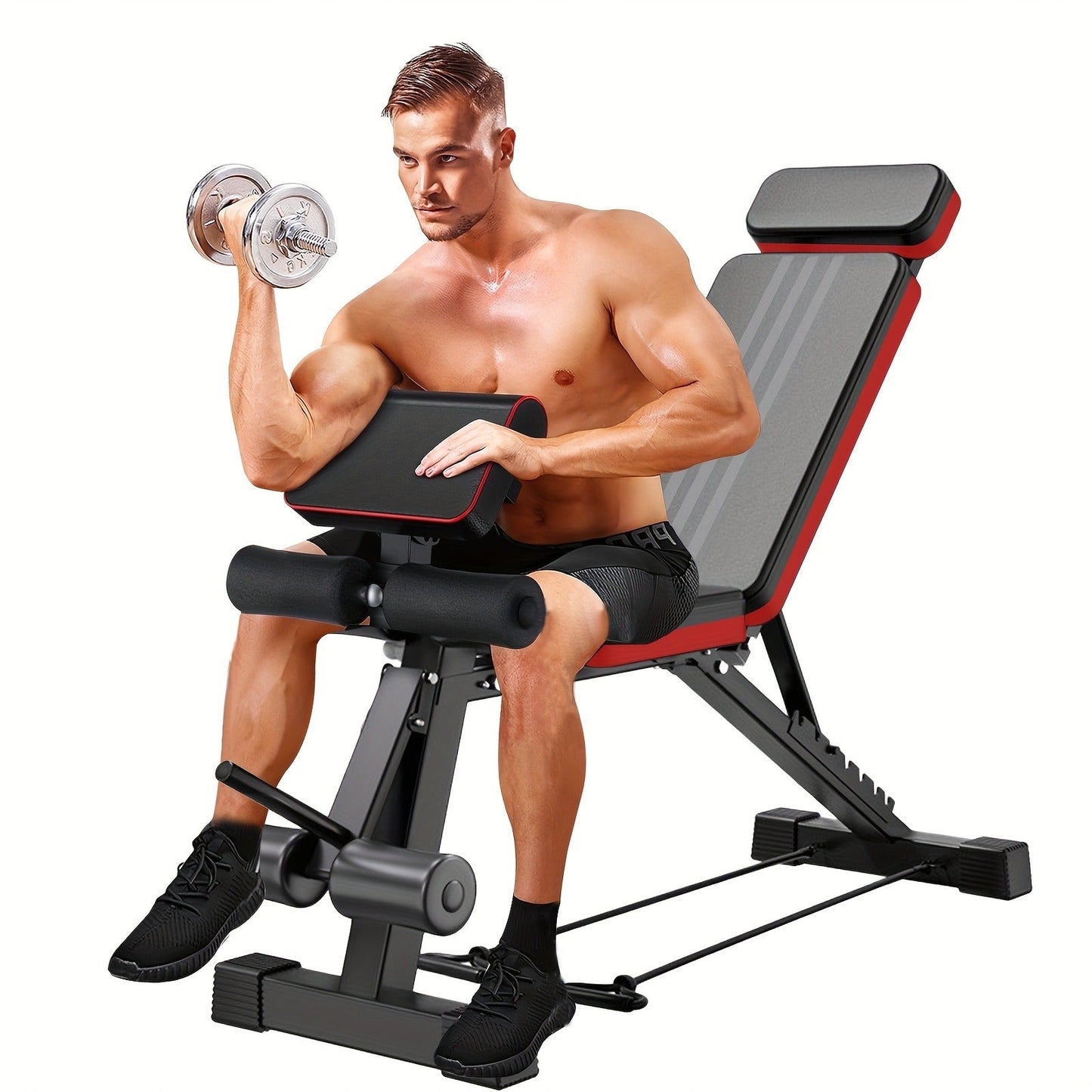 Adjustable Weight Bench – Foldable 14-in-1 Home Gym Dumbbell Bench, 1000 lbs Capacity, Roman Chair with Thick Cushion & Headrest
