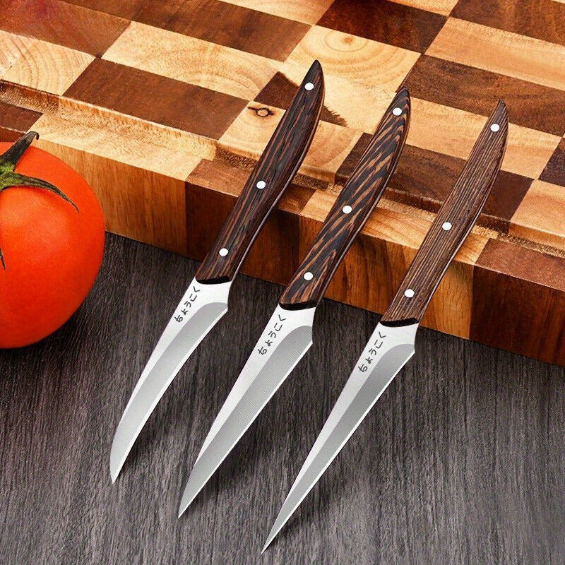 3-Piece Carving Knife Set Fixed Blade Whittling Knives – Portable Multifunctional Peeling Knife with Anti-Slip Outdoor Log Handle – Kitchen Tools Camping Gear Gifts for Dad Men