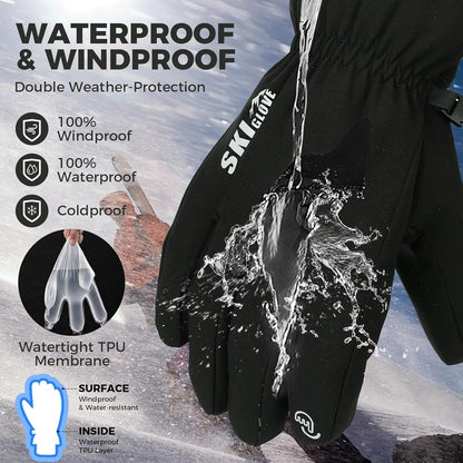 Thermal Winter Gloves 5-Layer Windproof Waterproof – Touchscreen Compatible Warm Ski Gloves for Men & Women, Fast-Dry Insulated Gloves for Driving, Running, Hiking, Cycling & Snowboarding