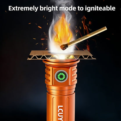 Fire Starter Flashlight with Fresnel Lens – 4500 Lumens Rechargeable Aluminum Alloy Ignition Torch, 1000M Long Range, 6 Modes Tactical Adjustable Beam for Wilderness Survival, Camping, Fishing & Emergency