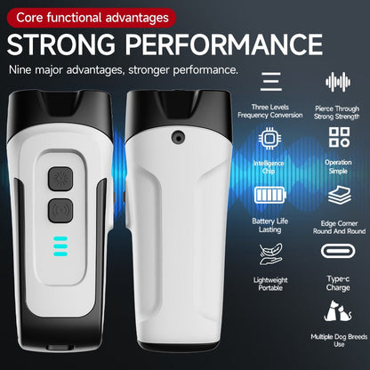 Ultrasonic Dog Bark Control Device with LED Flashlight - Adjustable Anti-Barking Trainer, Portable Indoor Outdoor Dog Behavior Corrector