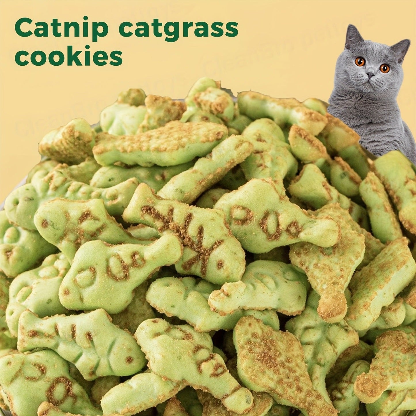 Catnip Cat Treats 150g – Catnip Cookie & Catgrass Molar Stick, Dried Fish Snack for Cats, Teeth Cleaning Dental Chew, Hairball Control Nutrition Fattening Cat Snack