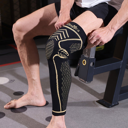 Copper Full Leg Knee Brace Compression Sleeve with Patella Gel Pad & Metal Side Stabilizers - 60% Copper Ions Infused Knee Support for Men & Women Running Workout Sports, Sizes S to 6XL