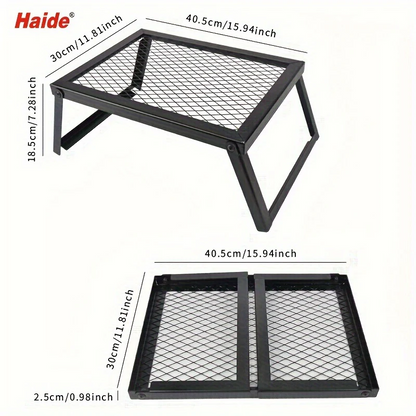 Portable Camping Bonfire Grill with Storage Bag – Heavy Duty Iron Barbecue Rack for Outdoor Picnic, RV Party & Firewood Heating, Includes Food Clips and Cleaning Cloths, Great Men's Gift
